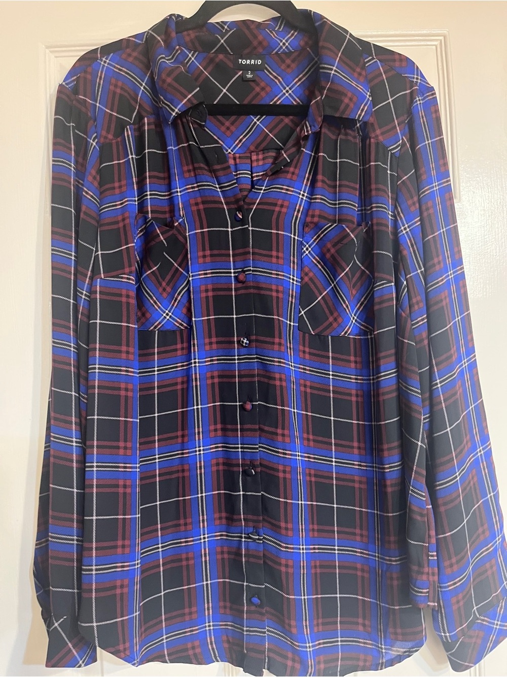 torrid Black, Blue & Red Plaid Button-Down Shirt